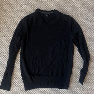 Banana Republic Men's Black V-Neck Sweater merino wool L